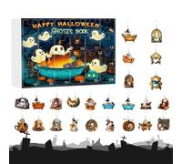 Calendrier De Compte À Rebours Fantôme Halloween, Calendrier Advent Boucles D'oreilles Fantômes Halloween, Figurines Bijoux Acrylique Plat 2D Pour Collectionneuses Femmes Adolescentes Fête Déco