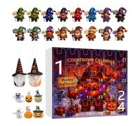 Calendrier de Compte à Rebours Gnome,Calendrier de 24 Jours Halloween avec Lutins | Décoration en Acrylique 2D et Résine 3D Souvenir pour et Adultes Mur Cheminée