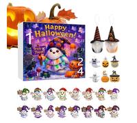 Calendrier de compte à rebours Halloween 24 pièces sur le thème des fantômes - Calendrier de comptage à rebours effrayant | Ornement acrylique 2D pour fêtes d' filles