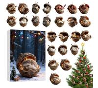 Calendrier de compte à rebours jusqu'à Noël | Décorations 2D en forme de gland plat - Compte à rebours de Noël de 24 jours avec pendentifs animaux - Pour et adultes - Porte de cuisine