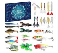 Calendrier de compte à rebours | Leurre réaliste festif | Kit compte à rebours de pêche 24 jours | Pour les réunions, les activités de voyage, le camping, les fêtes en plein air, les vacances, les