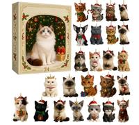 Calendrier De Compte À Rebours Noël 24 Jours, Ornements Chats Arbre Maison | Figurine De Chat De Noël 24 Jours, Compte À Rebours L'avent Porte D'arbre, Fenêtre, Couronnes Bureau, Salon Chambre Coucher