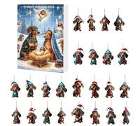 Calendrier De Compte À Rebours - Ornements D'Avent De Noël Figurines De Teckel Jouets,2D Décorations D'Intérieur Mignonnes | pour Décembre, Entrée, Cheminée, Porte, Fenêtre, Arbres, Salon,