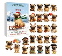Calendrier de compte à rebours pour chiens - Ornements de chien en acrylique - 24 jours - Calendrier de l'Avent pour chien - Souvenirs d'hiver plats pour les amoureux des animaux de compagnie
