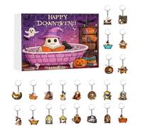 Calendrier de compte à rebours pour Halloween, calendrier avec pendentif fantôme plat pour compte à rebours, ornement 2D en acrylique 2D pour téléphone portable, trousse à crayons, cartable