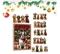 Calendrier de compte à rebours pour les amoureux des chiens - Avent en acrylique, Noël pour chien, ensemble de pendentifs mignons de vacances, ornements festifs en acrylique avec pièces suspendues |