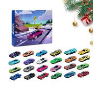 Calendrier de compte à rebours pour modèles de voitures - Décoration d'affichage sur 24 jours, calendrier de l'Avent pour véhicules jouets avec un design amusant, compte à rebours jusqu'à Noël pour le