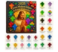Calendrier de compte à rebours pour Noël 2025 - Décoration de Noël de l'Avent en acrylique 2D, calendrier de compte à rebours de Noël 24 jours avec croix de poche - Pour femmes, hommes, adultes, Fa
