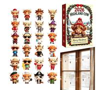 Calendrier De Compte À Rebours Pour Noël 24 Jours Décoration Festive Vache | Figurine Calendrier Avent Noël Pour Bibliothèque Cheminée Rebord de Fenêtre Table à Manger Bureau