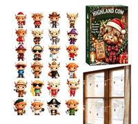 Calendrier De Compte À Rebours Pour Noël 24 Jours Décoration Festive Vache | Lot Figurines Compte à Rebours Noël Pour Fêtes Soirées Table Basse Placard Bibliothèque Rebord