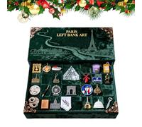 Calendrier de compte à rebours pour Noël - 2D - Acrylique - Décoration festive de l'Avent - Compte à rebours de Noël avec éléments alimentaires et monuments - Pour femmes, hommes, adultes, famille