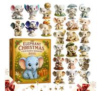 Calendrier de compte à rebours pour Noël - 2D en acrylique - Décoration d'arbre de Noël éléphant pour 24 jours, pour les amoureux des animaux pour la maison, les vacances et les fêtes