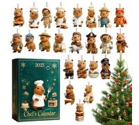 Calendrier de compte à rebours pour Noël, à collectionner en acrylique 2D, compte à rebours 24 jours Ornement de Noël Capibara, pour salle de classe, vacances, tradition, hiver, célébration, poignée