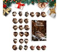 Calendrier de compte à rebours pour Noël, en acrylique, plat et réutilisable, avec pendentifs d'animaux - Pour la , les amis, les adultes, les adolescents, les , ainsi que les fenêtres