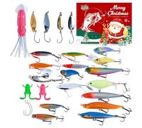 Calendrier De Compte À Rebours Pour Noël,Kit de Leurres d'Avent 24 Jours - Calendrier de Pêche de Noël Set d'Équipement Extérieur | Pour Hommes Pères Passionnés Débutants Mer Lac