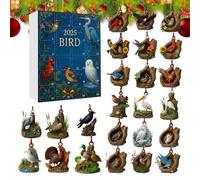 Calendrier de Compte à Rebours pour Noël Ornement D Oiseau En Acrylique | Calendrier du Compte à Rebours de 24 Jours pour Noël Pour Fenêtre Porte Cheminée Cuisine Fête de Vacances