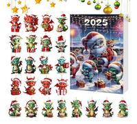 Calendrier De Compte À Rebours - Présentoir De Vacances En Forme De Dinosaure, Ornement Plat En Acrylique, Design Sur 24 Jours Avec Fonction Surprise À Collectionner | Activité De Vacances Pour Adoles