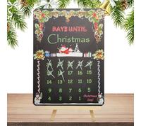 Calendrier de compte à rebours - Signe de compte à rebours pour calendrier réutilisable de style tableau noir 2 en 1, Tableau blanc mignon pour le compte à rebours de Noël des deux côtés et riut