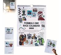 Calendrier de course F1 Scrapbook 2026, le calendrier mural ultime pour les fans de course automobile, avec illustrations des circuits, agenda et organiseur pour les jours de course (1pcs)