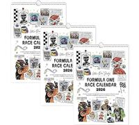 Calendrier de course F1 Scrapbook 2026, le calendrier mural ultime pour les fans de course automobile, calendrier mural F1 2026, cadeaux de course automobile pour lui (3pcs)