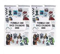 Calendrier de course F1 Scrapbook 2026, le calendrier mural ultime pour les fans de course automobile, avec illustrations des circuits, agenda et organiseur pour les jours de course (2pcs)