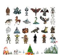 Calendrier de Décompte | 2025 Pendentifs 2D De Cryptides,Créature Mythique Ornements de Calendrier de Noël - Pour Couronnes Chambre Bureau Porte Fenêtre Entrée Fêtes Anniversaire Fête