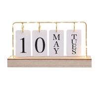 Calendrier de flip avec calendrier de bureau léger et quotidien, calendrier de bureau en métal flip, affichage de date de bureau en bois, calendrier de bureau perpétuel réutilisable pour hôtel de cha