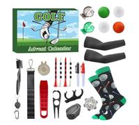 Calendrier De Golf À Rebours De Noël - 14.96x12.99x1,57 Pouces Ensemble De Marqueurs De Vacances 24 Jours | Comprend Des T-shirts, Des Balles Pour Les Passionnés Adultes Pour Débutant Papa Petit Ami H