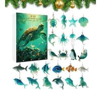 Calendrier De L 2025 - Décor De Noël En Acrylique 2D Pour La Maison - Charme d Arbre de Calendrier d Animaux Marins | Pour Adultes Fête D Anniversaire Entrée Table Salon Fenêtre Porte