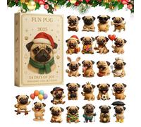 Calendrier De L Avants Carlin 2025 | Compte à Rebours De 24 Jours Avants Noël | 24 Superbes Pendentifs Carlin En Acrylique 2d | Décoration De Noël, Cadeau Pour Les Amoureux Des Carlins