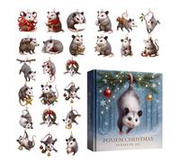 Calendrier De L Avants Opossum 2025 | Compte à Rebours De 24 Jours Avants Noël | 24 Superbes Pendentifs Opossums En Acrylique 2d | Décoration De Noël, Cadeau Pour Les Amoureux Des Opossum