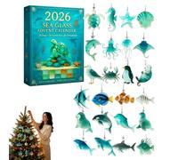 Calendrier de l‘Avent 2026 Créatures Marines, 24 Ornements en Acrylique 2D, Décoration de Noël pour Amoureux de la Mer