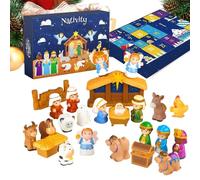 Calendrier De L Avent,24 Jours Compte À Rebours Nativité Jouet - Figurines Religieuses De L'Histoire De La Nativité | Pour Décorations De Noël Pour La Maison Jeu Église Saison Des Fêtes