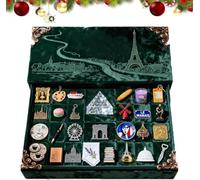 Calendrier De L’Avent Artistique Rive Gauche avec 24 Monuments Miniatures, Coffret Cadeau Compte à Rebours des FêTes Rive Gauche, DéCoration De NoëL Immersive,1pcs