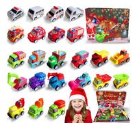Calendrier de l’avent, avec 24 Surprises, Voiture Jouet Enfant avec Tapis de Jeu, Noël compte à rebours vacances Boîte cadeau surprise créative, Cadeau de Noël pour Filles, Garçons, Enfants
