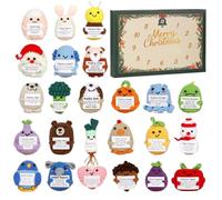 Calendrier de l Avent avec Compte à Rebours pour Noël, Décorations en Acrylique 2D pour les Cadeaux de Fête, 24 Jours Jouets Au Crochet Faits Main Emotionnels Avec Carte Positive, Pour Les Ages Adoles