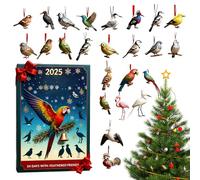 Calendrier De L Avent Avec Pendentif Oiseau - Accessoires Saisonniers En Acrylique Plat | Calendrier Pendentif Oiseaux 24 Jours pour Compte à Rebours - Pour Arbre Fenêtre Mur Porte