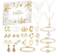 Calendrier de l’Avent Bijoux 2025 Femmes & Ado Filles - 24 Surprises Bracelet, Collier, Boucles d’oreilles - Cadeau de Noël pour Adolescente, Maman, Épouse ou Amie