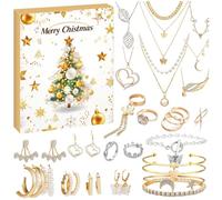 Calendrier de l’avent bijoux femme 24 jours, coffret bijoux fantaisie tendance 2024 avec colliers, boucles d’oreilles et bracelets, idée cadeau de Noël pour femmes et adolescentes