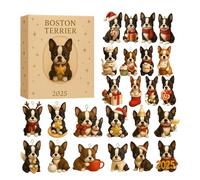 Calendrier De L Avent Boston Terrier Avec Ornements | Décorations Mignonnes en Acrylique 2D 24 Jours,Ornement De Sapin De Noël - Pour École Dortoir Vacances Anniversaire Bureaux Maison Chambre