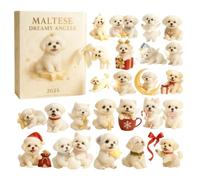 Calendrier De L’Avent - Chien Bichon Maltais | Calendrier De Compte À Rebours De Noël Réutilisable Avec Décorations En Acrylique, Cadeau Et Décoration De Fête Pour Amoureux Des Chiens Et Familles