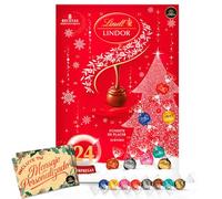 Calendrier de l’Avent Chocolat LINDT LINDOR 2025 · 24 Truffes Gourmandes Suisses · 8 Recettes Crémeuses Lindor · Avec Carte Personnalisée Cia&Co · Cadeau de Noël Premium pour Famille ou Entreprise