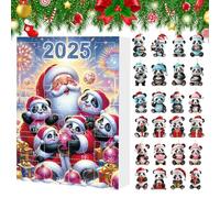Calendrier de l Avent - Décorations de Noël Panda 2D | 24 Pendules Compteur à Rebours pour Poignée de Porte Festive Garniture de Bas Tradition Vacances Mantel Sac à Dos
