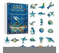 Calendrier de l Avent Décorations en Acrylique 2D | 24 Jours Animaux Marins Calendrier de l Avent de Noël 2025 pour Adolescents Apprentissage par le