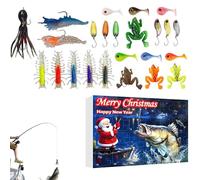 Calendrier De L Avent Des Leurres De Pêche 2025-24 Jours 2025 Cadeaux de Fête Appât de Pêche,Set D Appâts Pour Poisson Calendrier De Compte À Rebours De Noël - Pour Eau Douce Et Salée Rivière Truite