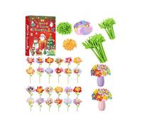 Calendrier de l’Avent DIY - AIKUNLNB - Aikunlnb 2025 - 24 compartiments - Kit fleurs en tissu - Réutilisable, non toxique