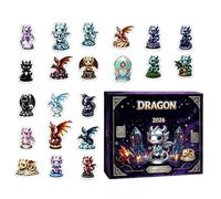 Calendrier de l’Avent Dragon de Noël 2026 - Ornements de figurines en acryl | Matériau acrylique comprenant 24 figurines sur le thème du dragon pour les comptes à rebours des vacances et les cadeaux de N