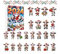 Calendrier de l Avent en Ornements | 24 Jours Pendentif Vache Compte à Rebours de Noël | Bibeloques en Acrylique 2D pour Enseignants | Membres Communauté Familiale Adolescents Événements