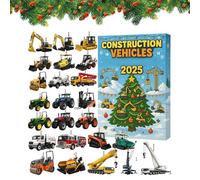 Calendrier De L Avent Enfant,Décorations Noël Plat 2D - Compte à Rebours 24 Jours avec Pendentif Engins de Chantier Acrylique,pour Femme Garçon Fille Jeune Ado Épouse Fils Fille