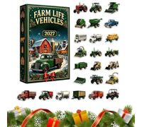 Calendrier De L’Avent Farm Life - Décor De Compte À Rebours De Véhicule En | Tracteur Acrylique, Moissonneuse, Camion, Figurines De Remorque ; Compte À Rebours De 24 Jours ; Affichage Sur Le Rebord De L